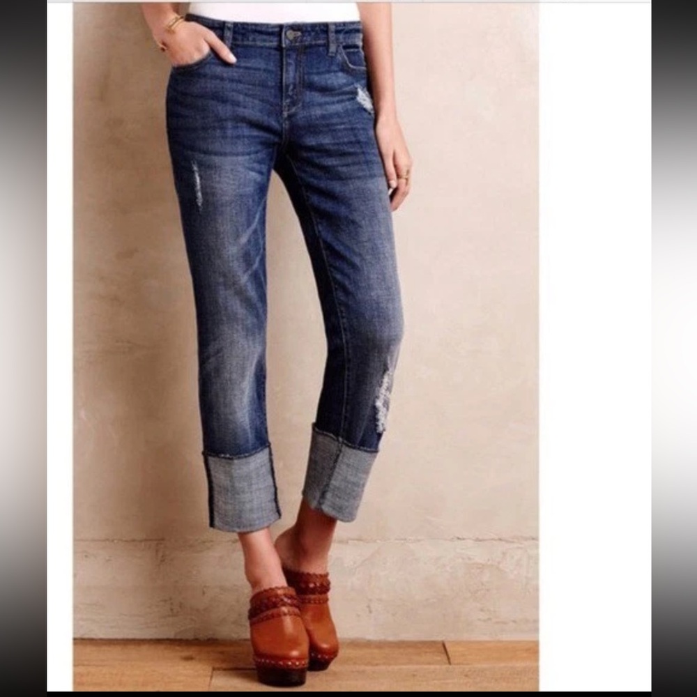 Anthropologie Pilcro and the letterpress Hyphen High Cuff Cropped Jeans